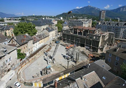 Vue du ciel surface de reconstruction Les Halles Chambéry