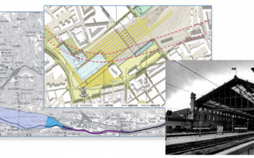 Plan de la zone et photo d'une gare