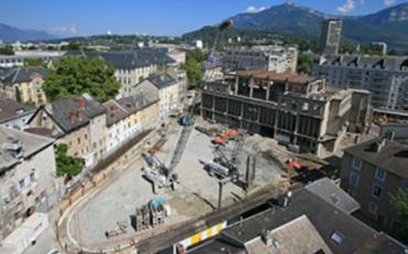 Vue du ciel surface de reconstruction Les Halles Chambéry