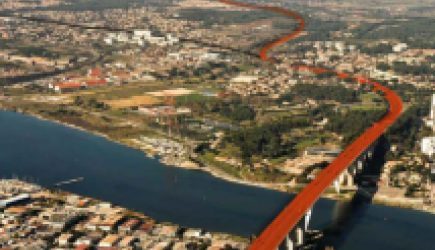 Vue du ciel future autoroute pour contournement de Martigues